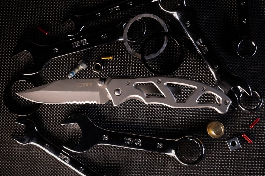 black and silver scissors with black handle
